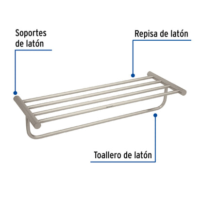 Repisa de latón portatoalla en acabado satín, Foset Element ELA-78N 49680 MM00