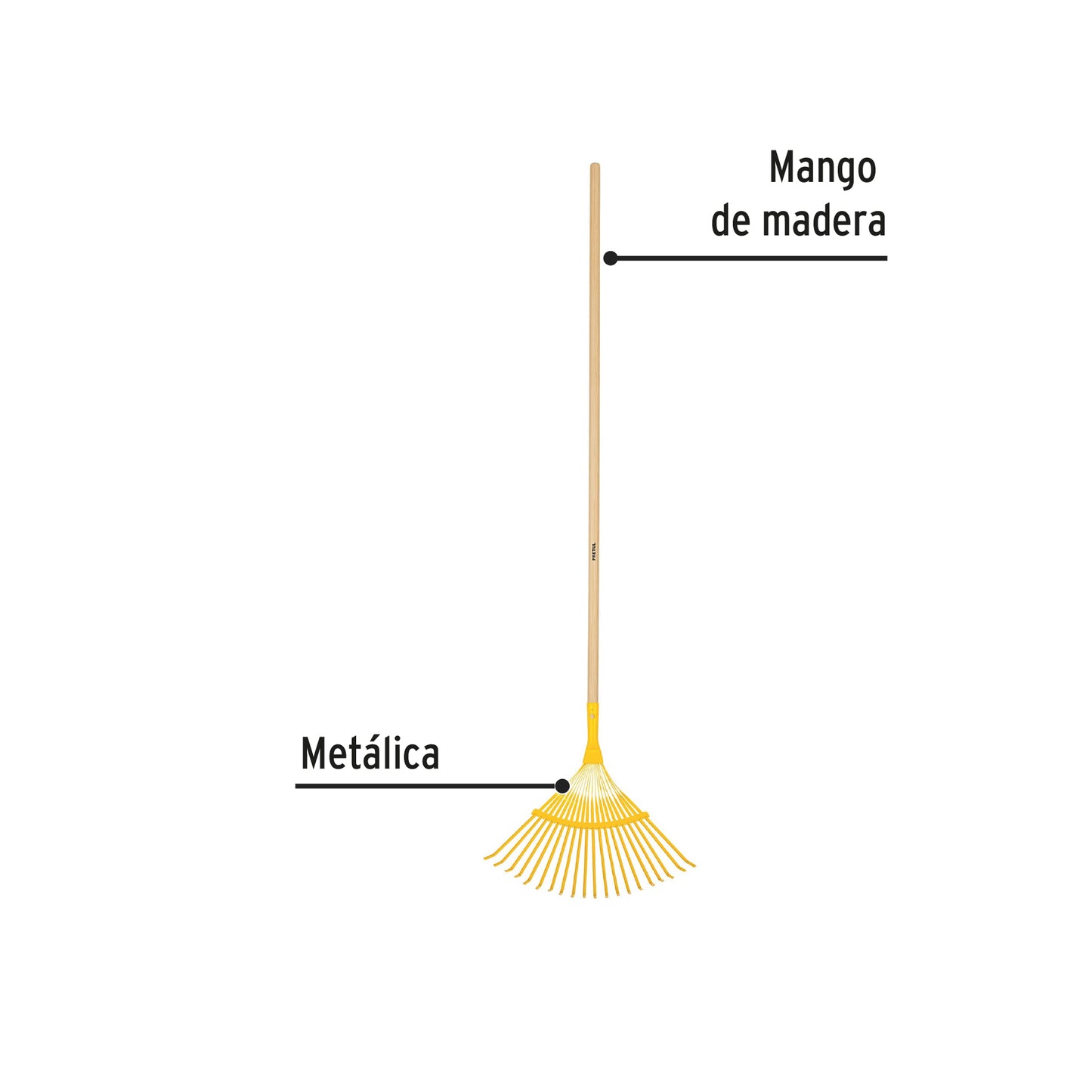 Escoba metálica para jardín, curva, 20 dientes, mango 48' EM-20P 21431 MM1