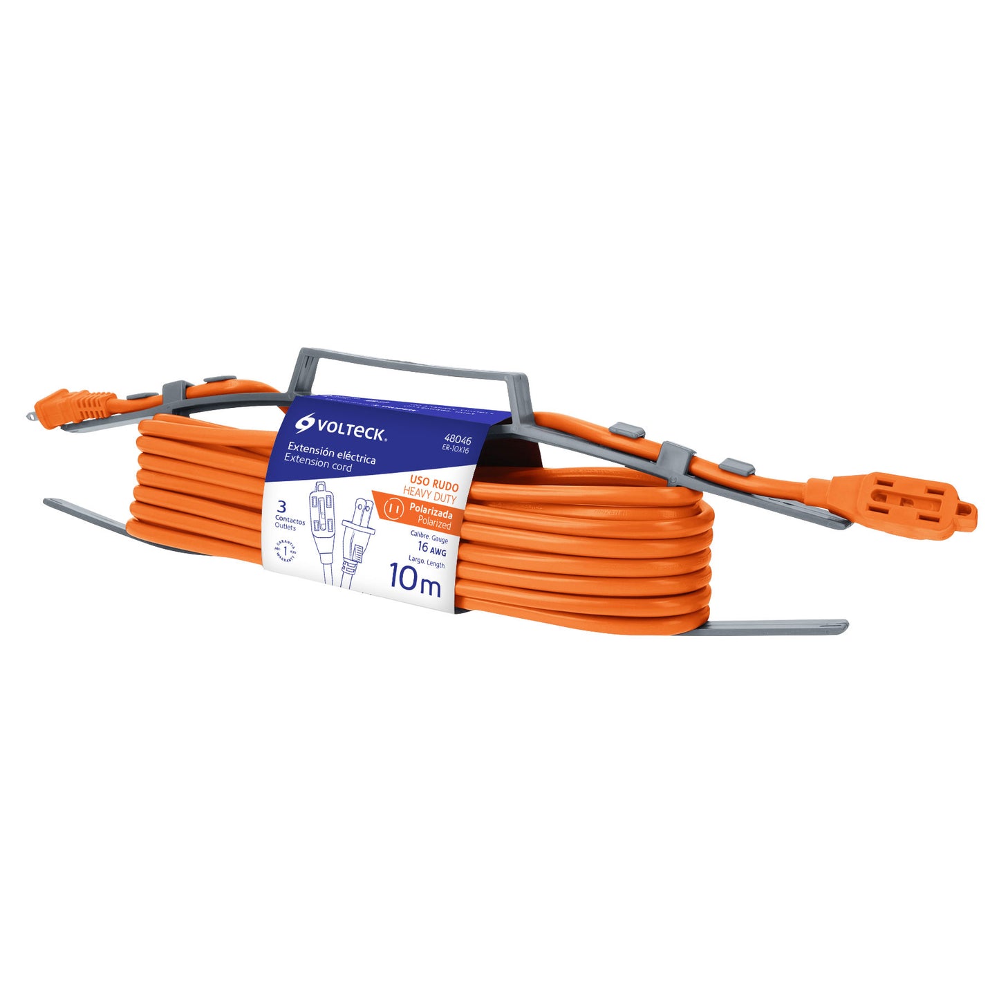 Extensión eléctrica de uso rudo 10 m 2x16 AWG, Volteck ER-10X16 48046 MM0