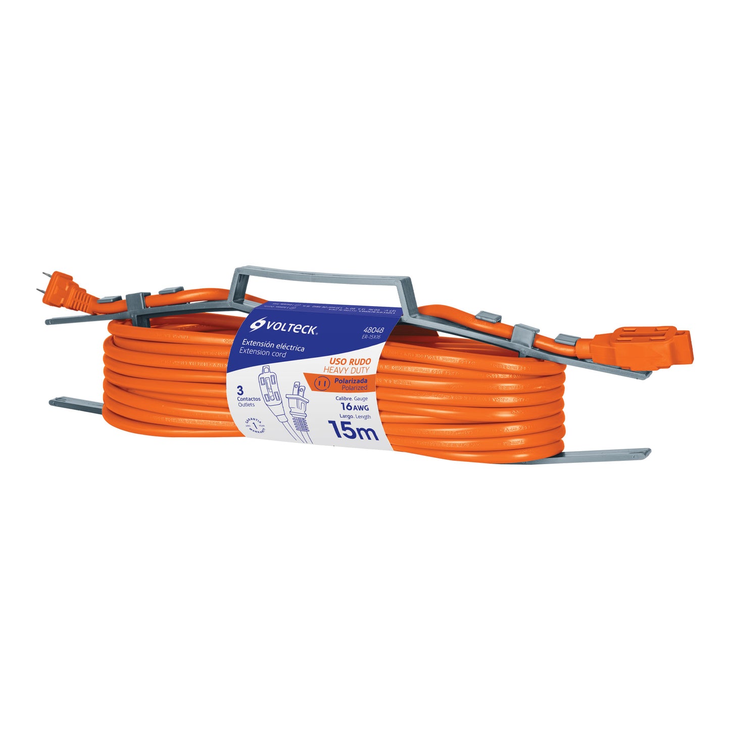 Extensión eléctrica de uso rudo 15 m 2x16 AWG, Volteck ER-15X16 48048 MM0