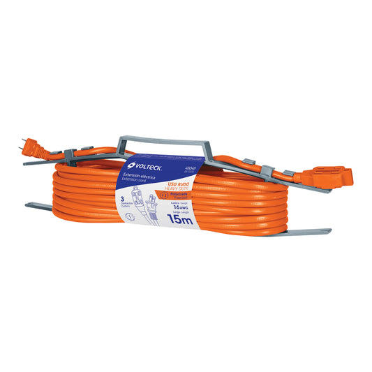 Extensión eléctrica de uso rudo 15 m 2x16 AWG, Volteck ER-15X16 48048 MM0