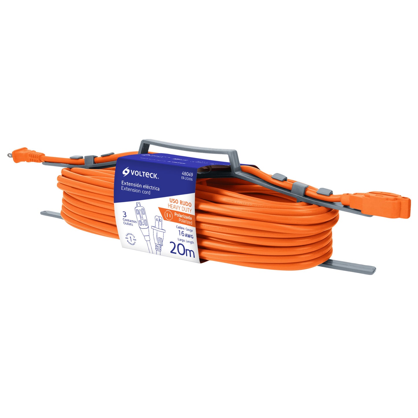 Extensión eléctrica de uso rudo 20 m 2x16 AWG, Volteck ER-20X16 48049 MM0