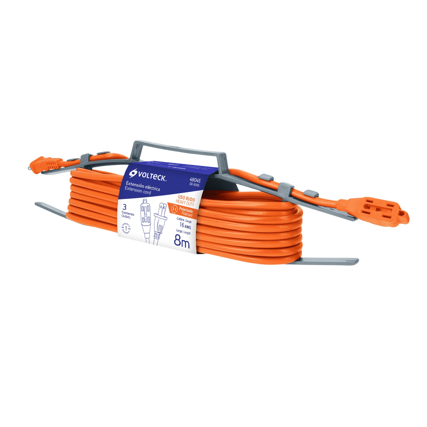 Extensión eléctrica de uso rudo 8 m 2x16 AWG, Volteck ER-8X16 48045 MM0