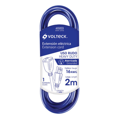 Extensión de uso rudo aterrizada 2 m calibre 16, Volteck ERA-2X16 40203 MM0