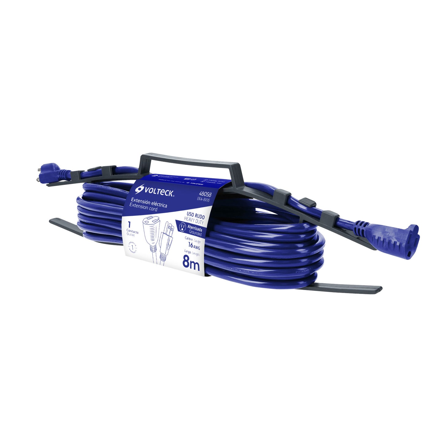 Extensión de uso rudo aterrizada 8 m 3x16 AWG, Volteck ERA-8X16 48058 MM0