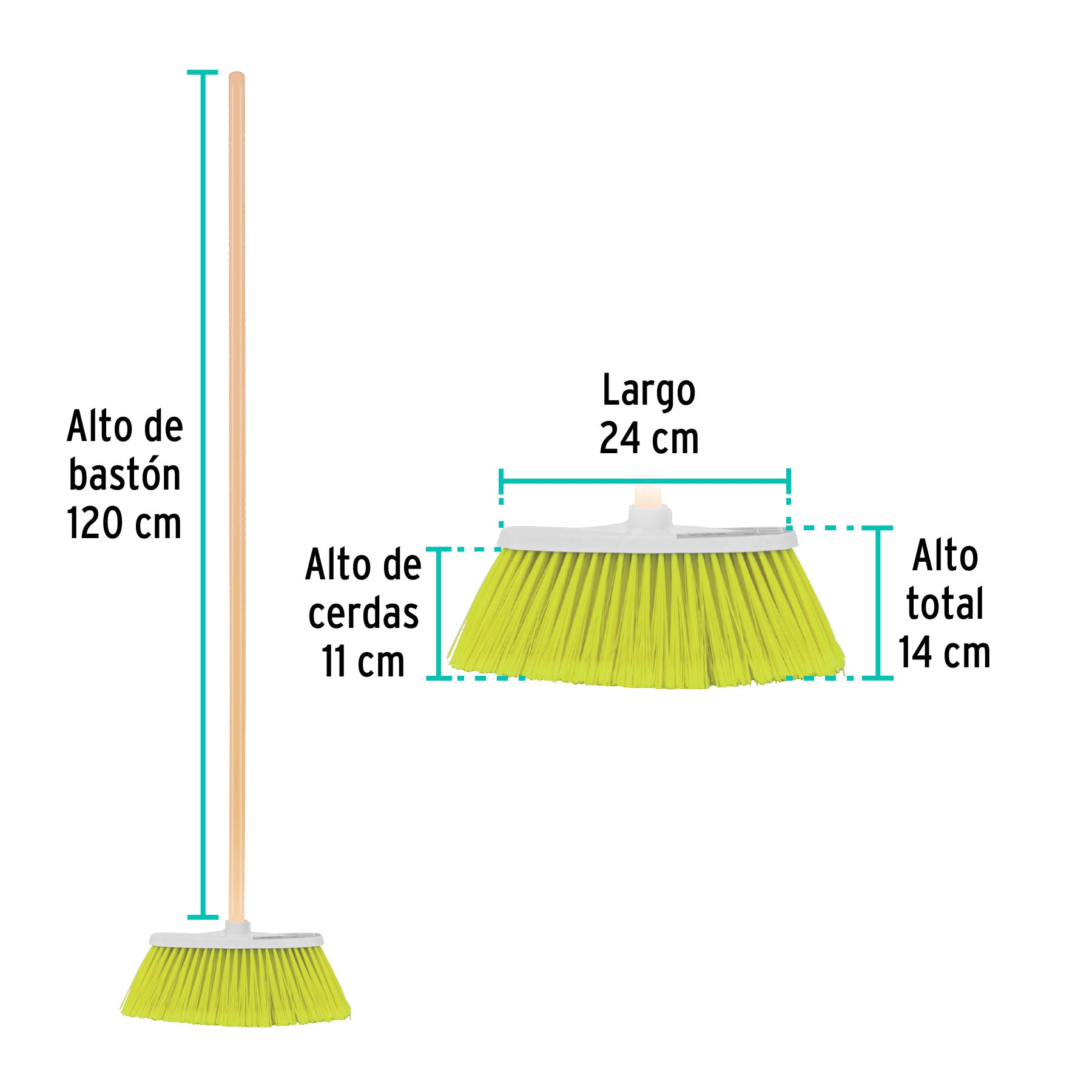 Escoba chica tipo cepillo, cerdas de PVC, bastón de madera ES-140C 57053 MM2