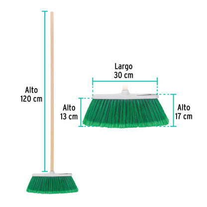 Escoba grande tipo cepillo, cerdas de PVC, bastón de madera ES-220C 57055 MM2