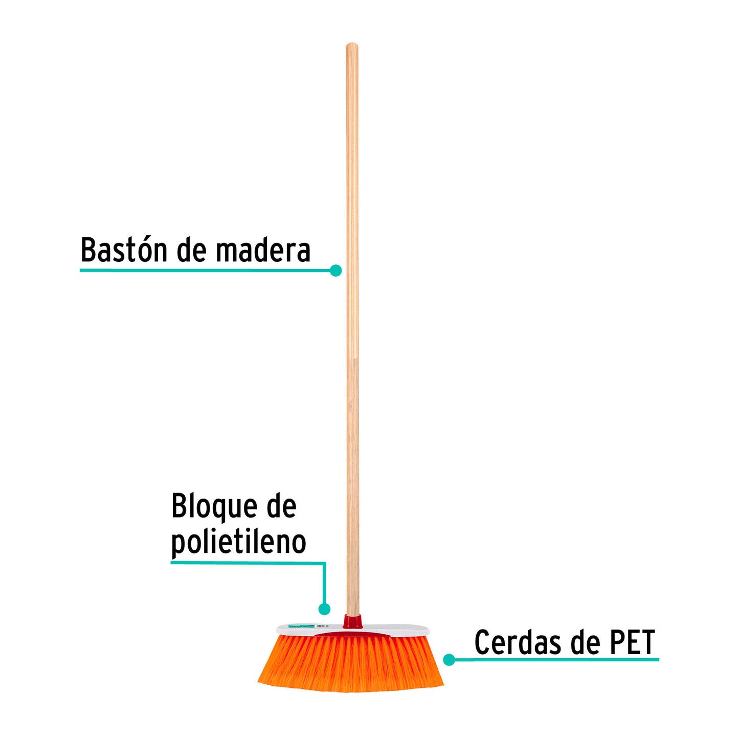 Escoba estándar cerdas de PET extra suaves, bastón de madera ES-350S 57030 MM2