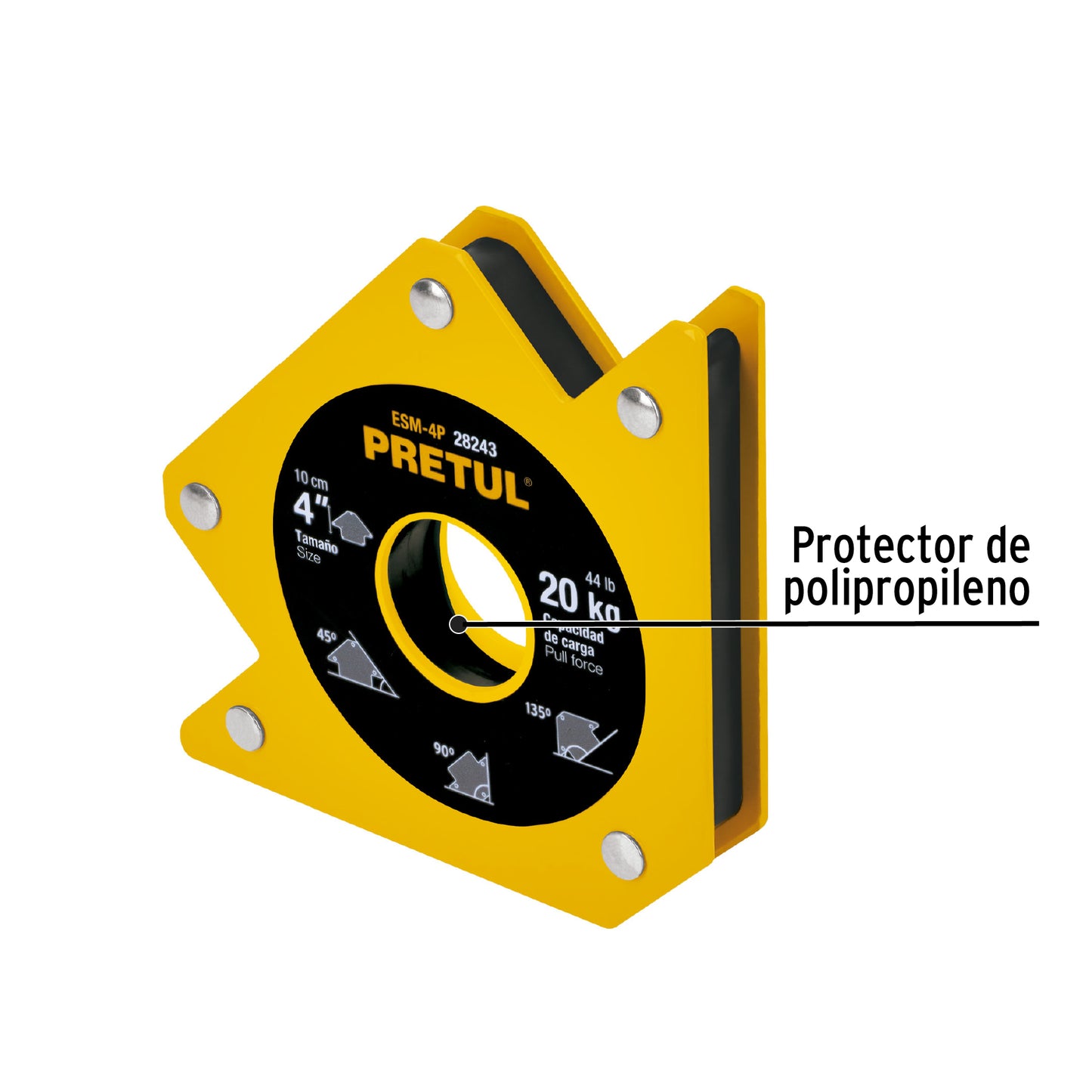 Escuadra magnética 4' para soldar, capacidad 20 kg, Pretul ESM-4P 28243 MM00