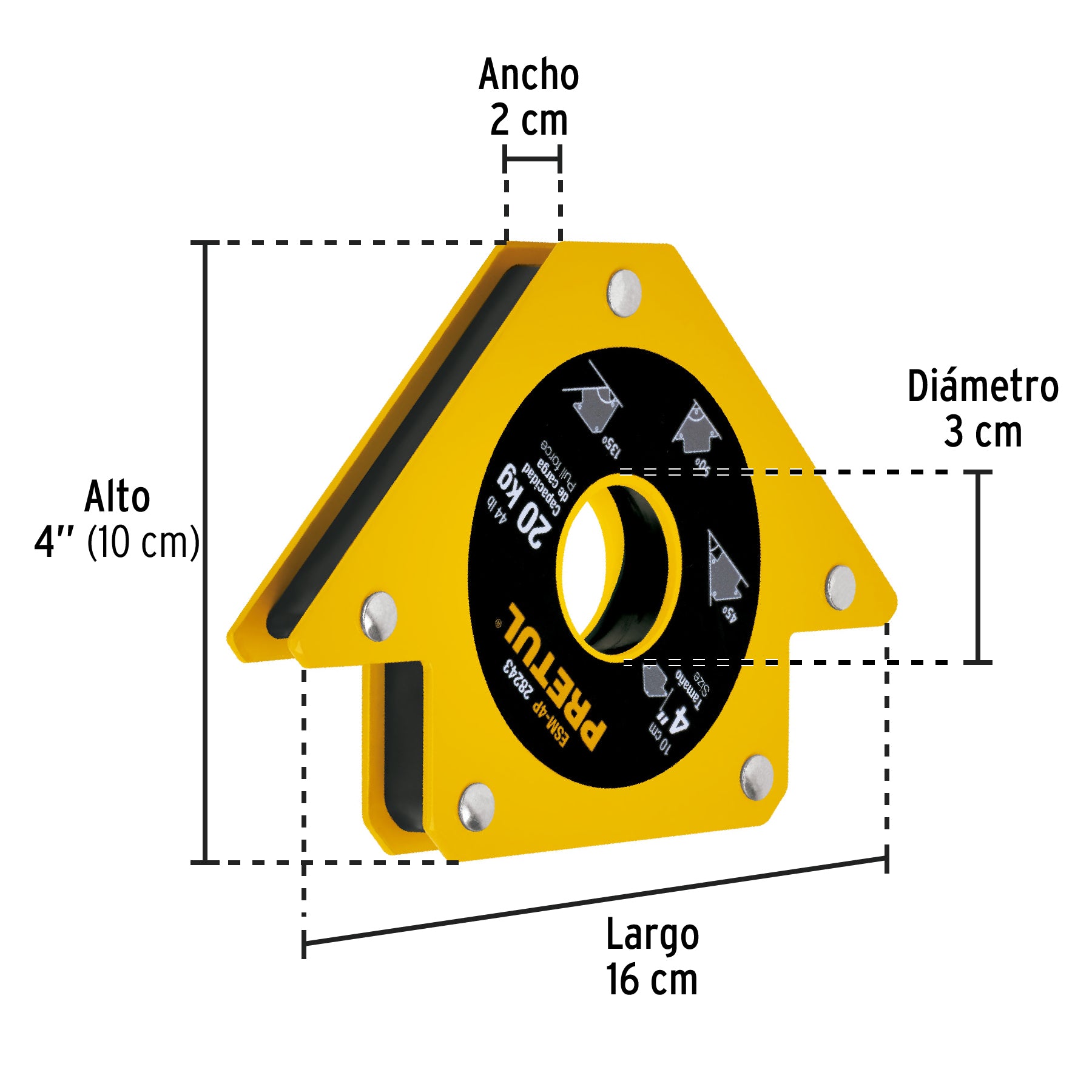 Escuadra magnética 4' para soldar, capacidad 20 kg, Pretul ESM-4P 28243 MM00