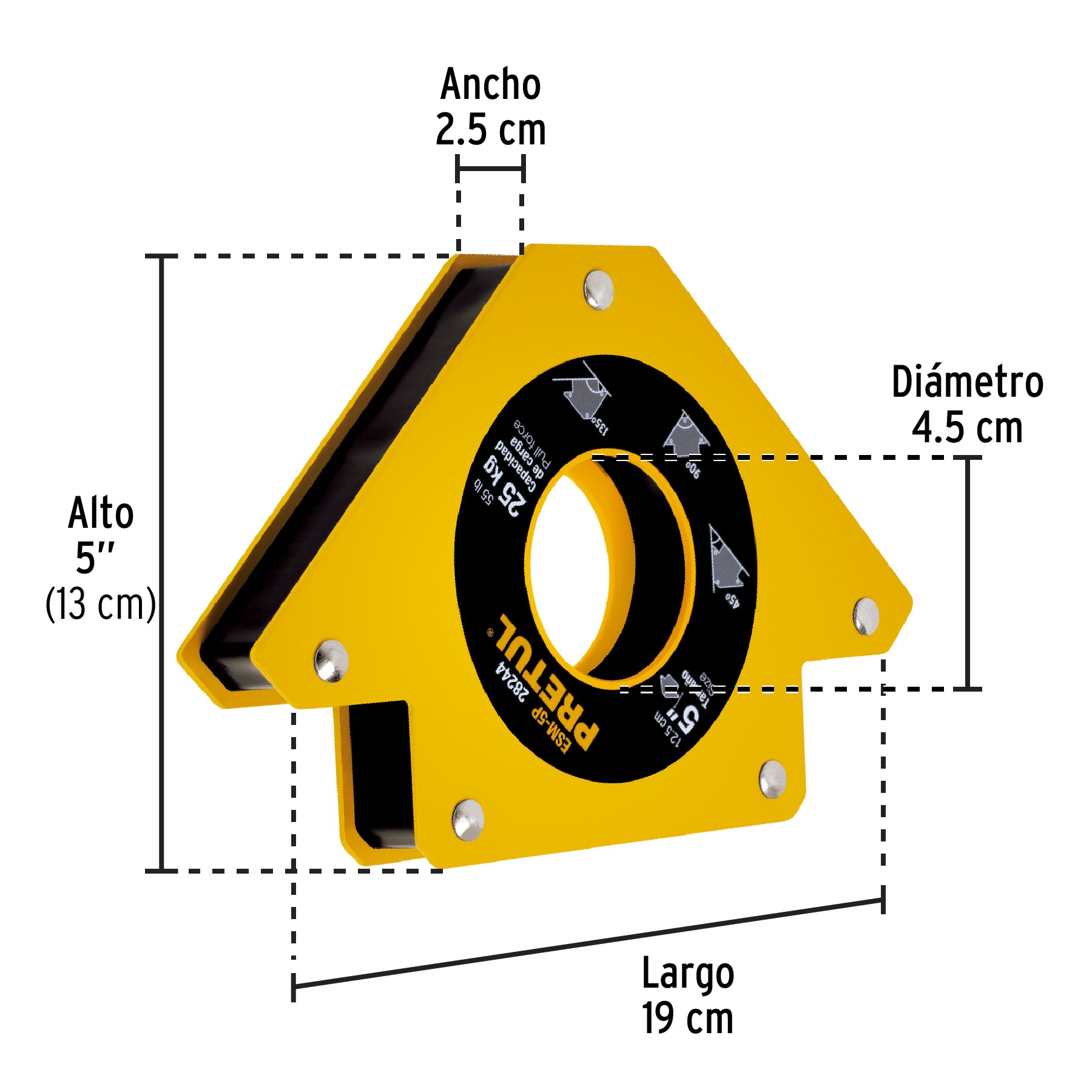 Escuadra magnética 5' para soldar, capacidad 25 kg, Pretul ESM-5P 28244 MM00