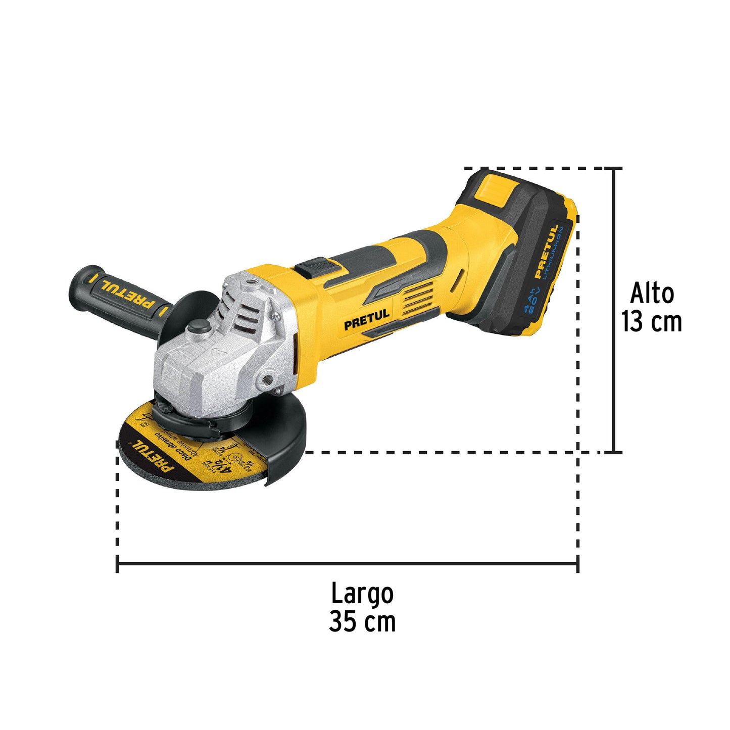 Esmeriladora angular inalámbrica 4-1/2', 20 V, Pretul ESMI-20P 28267 MM00