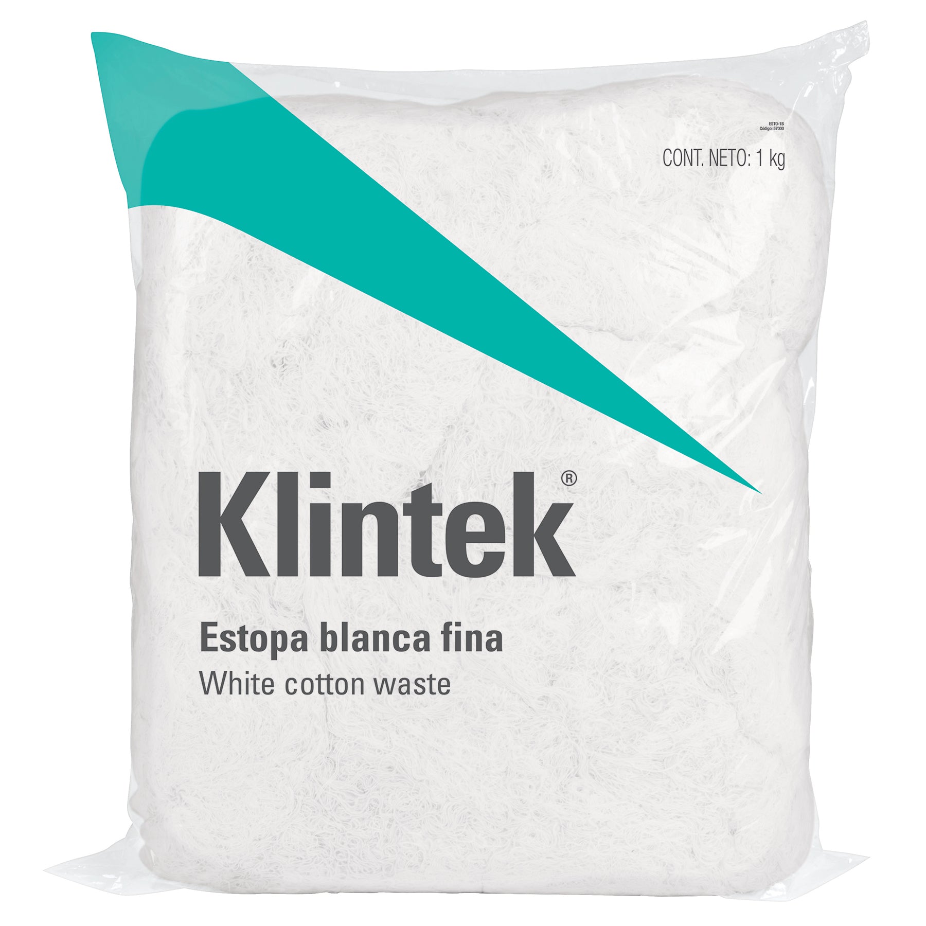 Bolsa de 1 kg de estopa color blanca, Klintek ESTO-1B 57000 MM1