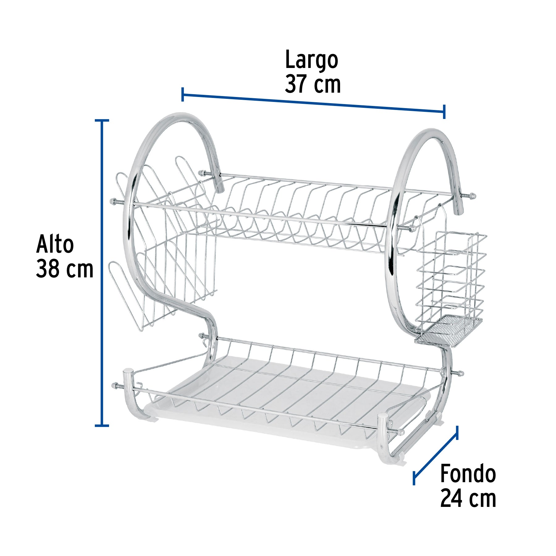 Escurridor de acero cromado con 2 niveles para trastes ETR-2 47908 MM00