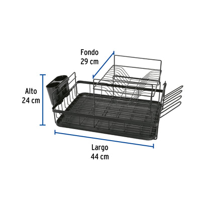 Escurridor negro de acero con 2 niveles para trastes, grande ETR-4 47502 MM00