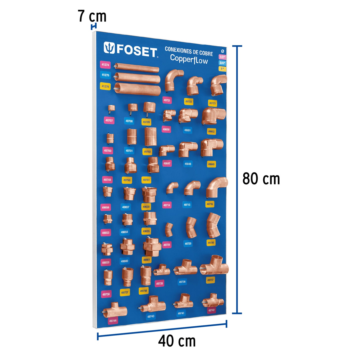 Exhibidor con conexiones de cobre, Foset EX-CC-FOS 55785 MM3