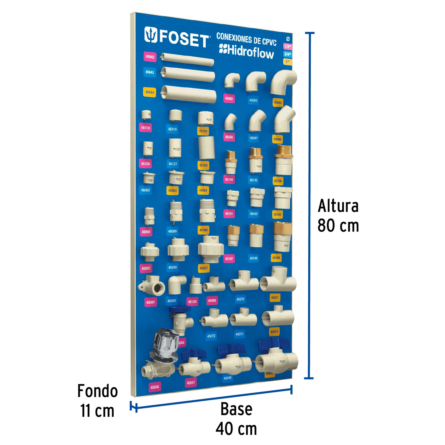 Exhibidor con conexiones de CPVC, Foset EX-CPVC-FOS 55787 MM3