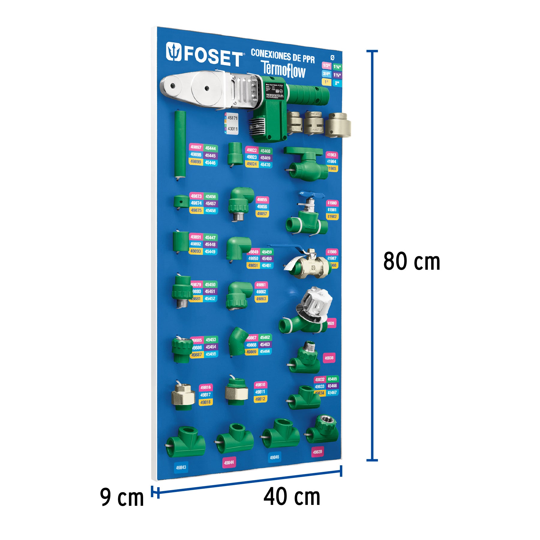 Exhibidor con conexiones de PPR, Foset EX-CV-FOS 55788 MM3