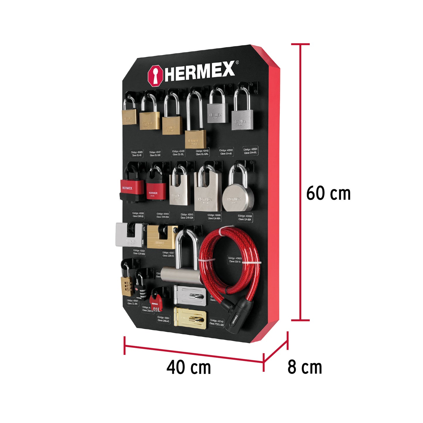 Exhibidor con candados, Hermex EX-HE-CA 56361 MM3