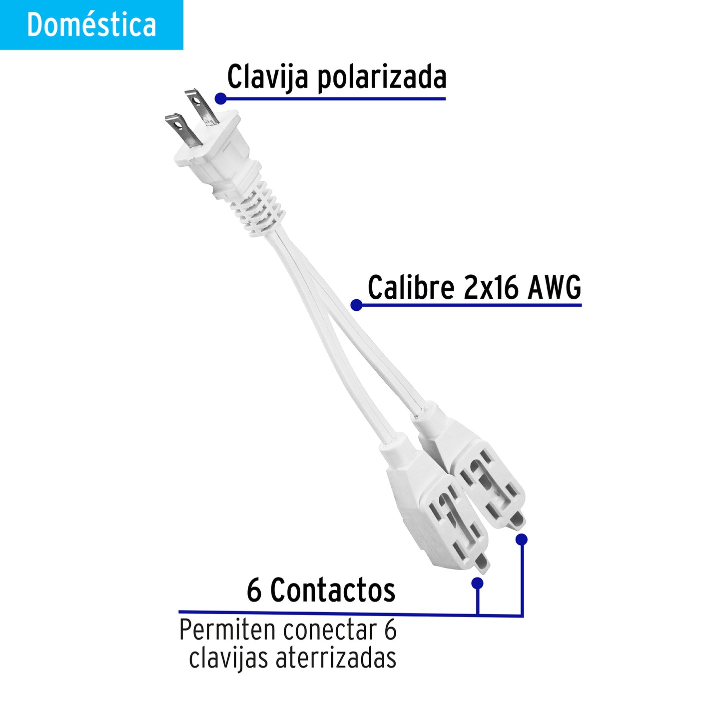 Mini extensión dómestica dual, Volteck EXDO-6 46353 MM0