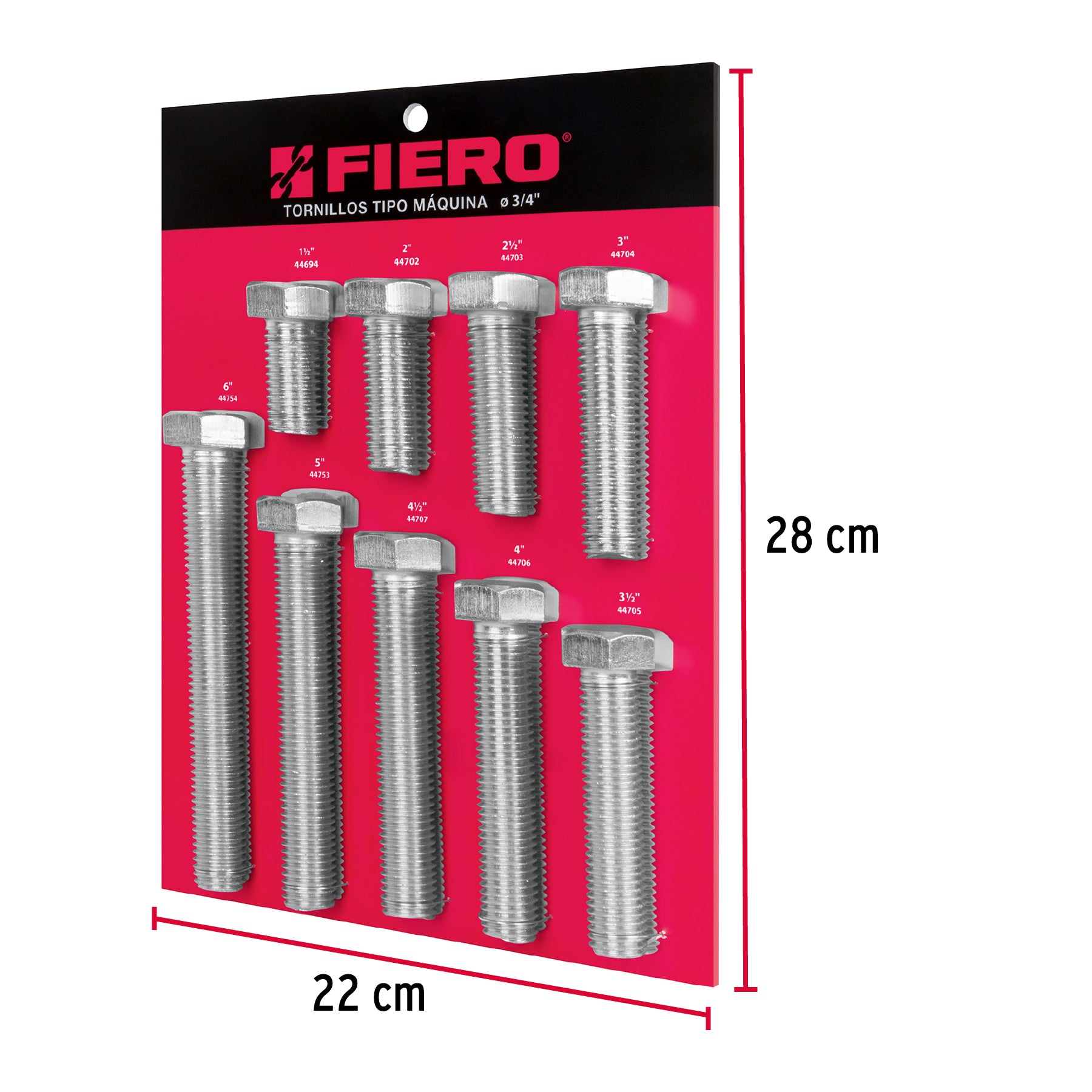 Exhibidor Fiero con tornillos tipo máquina, 3/4' EXF-TORM-3/4 55904 MM3