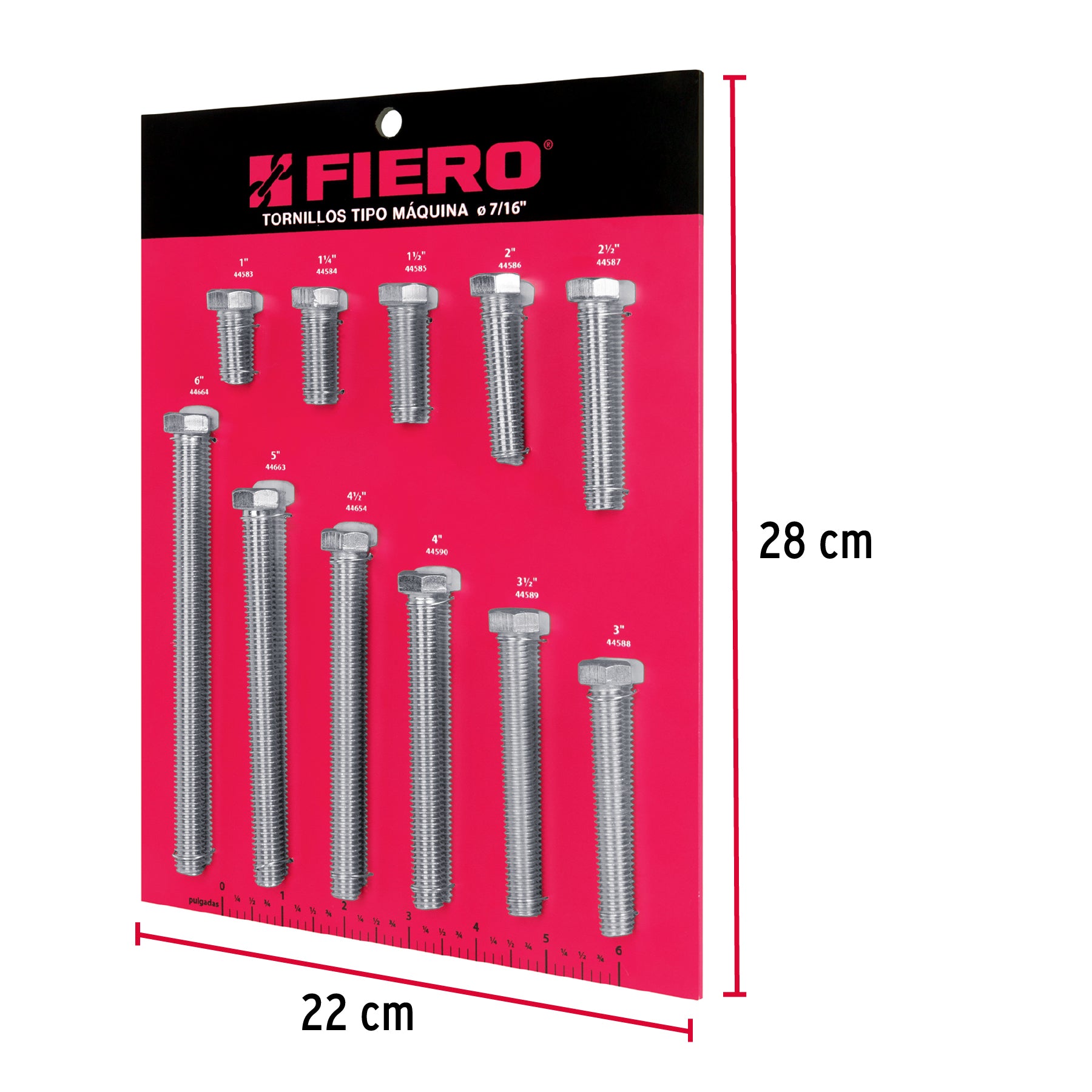 Exhibidor Fiero con tornillos tipo máquina, 7/16' EXF-TORM-7/16 55899 MM3