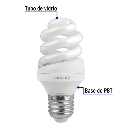 Lámpara espiral T3 11 W luz de día en blíster, Volteck F-11E 46847 MM0