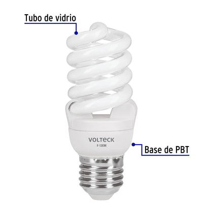 Lámpara espiral mini T2 13 W luz de día en blíster, Volteck F-13EM 48504 MM0