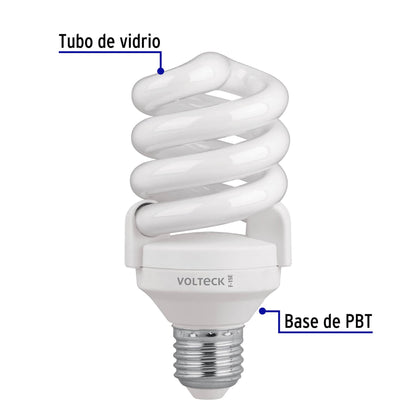 Lámpara espiral T4 15 W luz de día en blíster, Volteck F-15E 48212 MM0