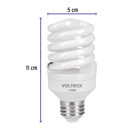 Lámpara espiral mini T2 20 W luz de día en blíster, Volteck F-20EM 48206 MM0