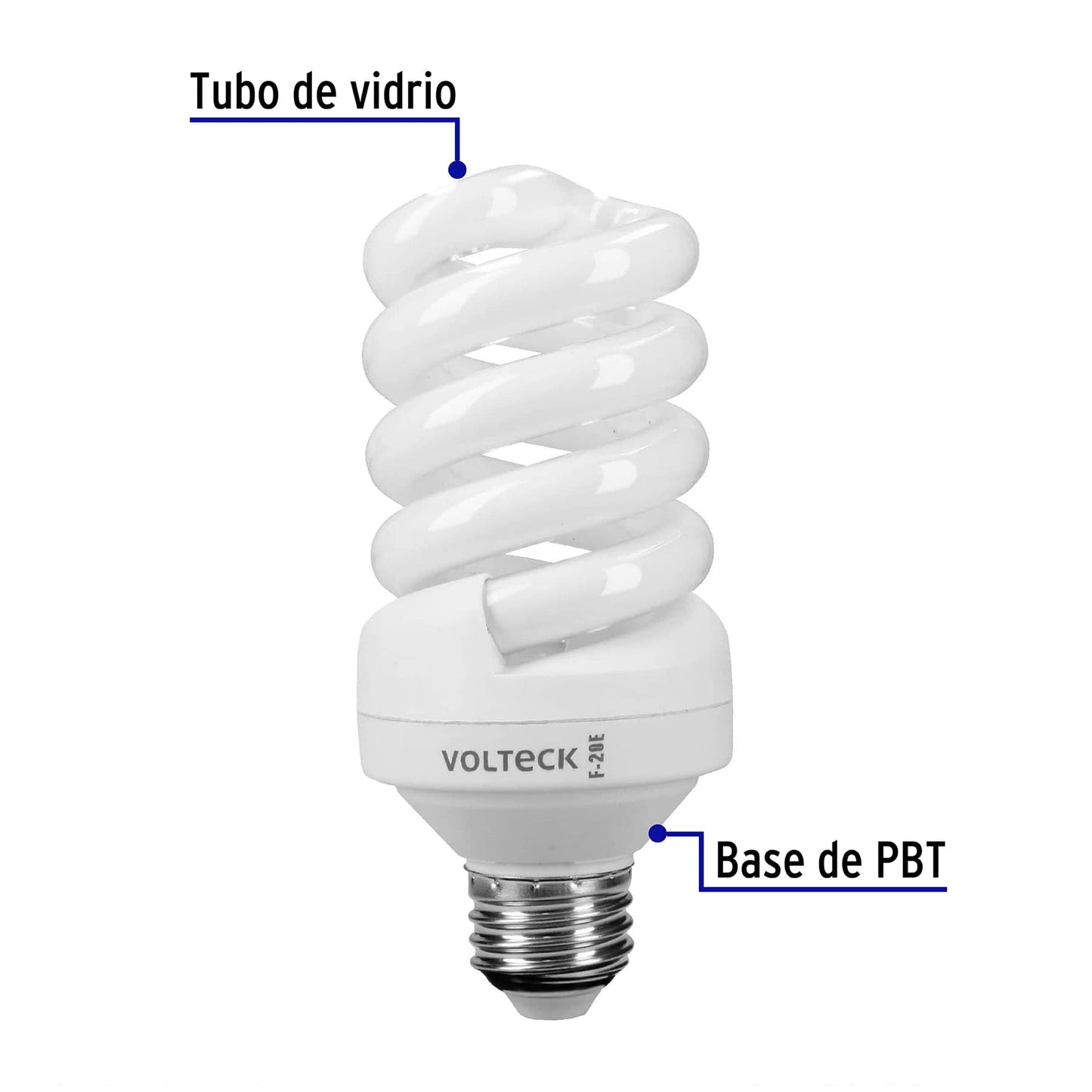 Lámpara espiral T4 20 W luz de día en blíster, Volteck F-20E 48213 MM0