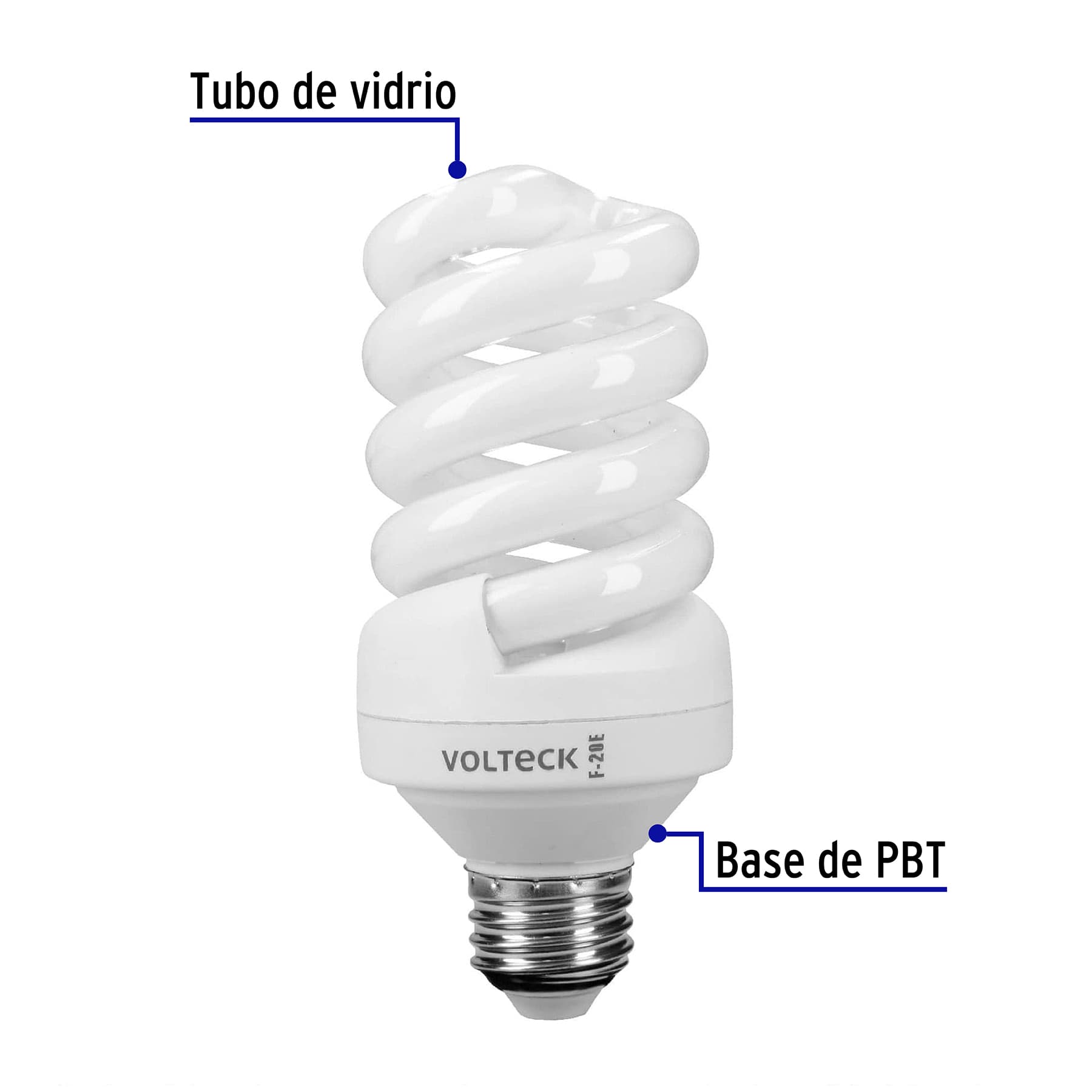 Lámpara espiral T4 20 W luz de día en blíster, Volteck F-20E 48213 MM0