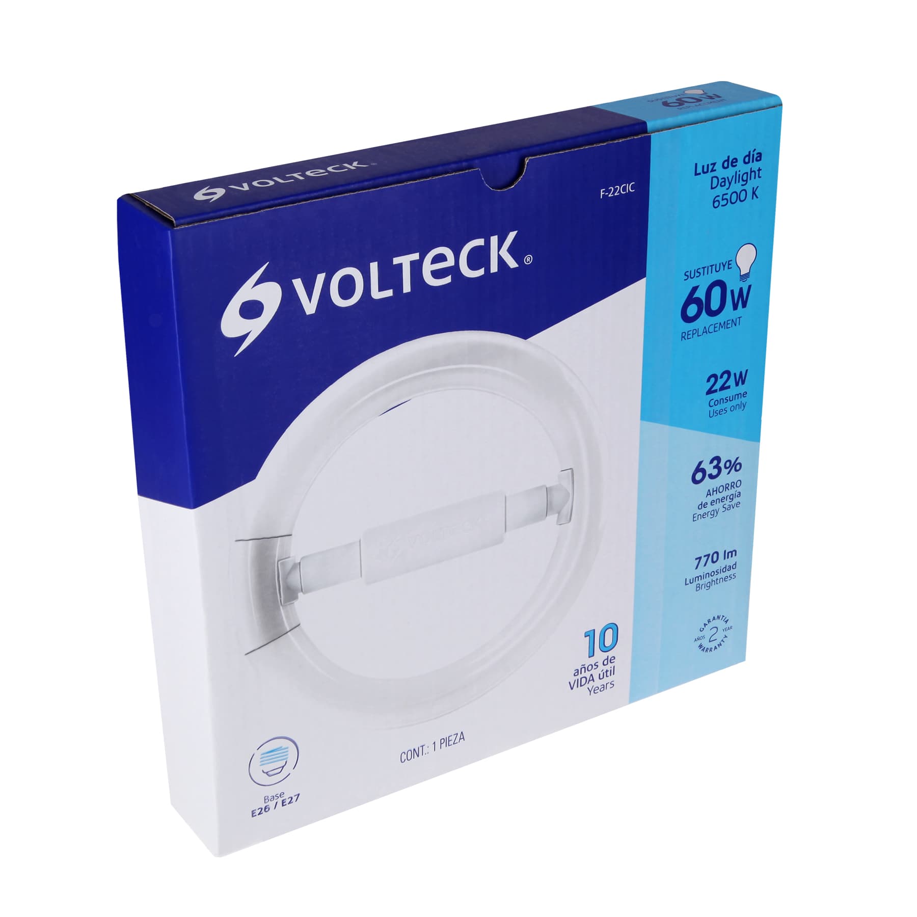 Lámpara circular T9 22 W luz de día en caja, Volteck F-22CIC 48236 MM1