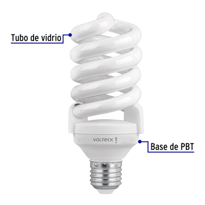 Pack 2 lámparas espiral T4 24 W luz de día, blíster, Volteck F-24EX2 46850 MM0