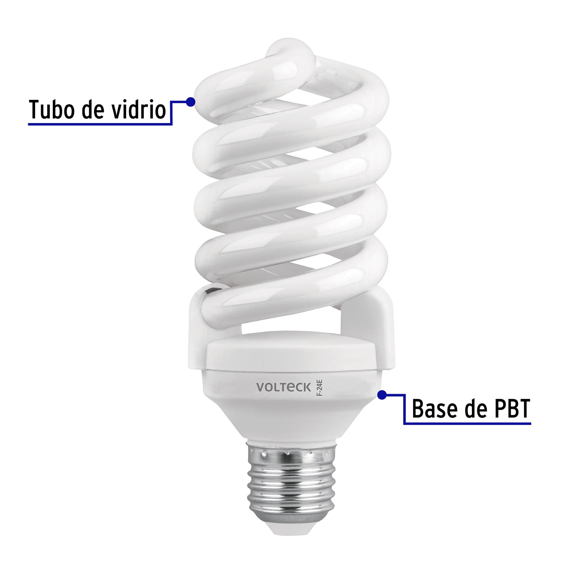 Pack 4 lámparas espiral T4 24 W luz de día, caja, Volteck F-24EX4 46826 MM0