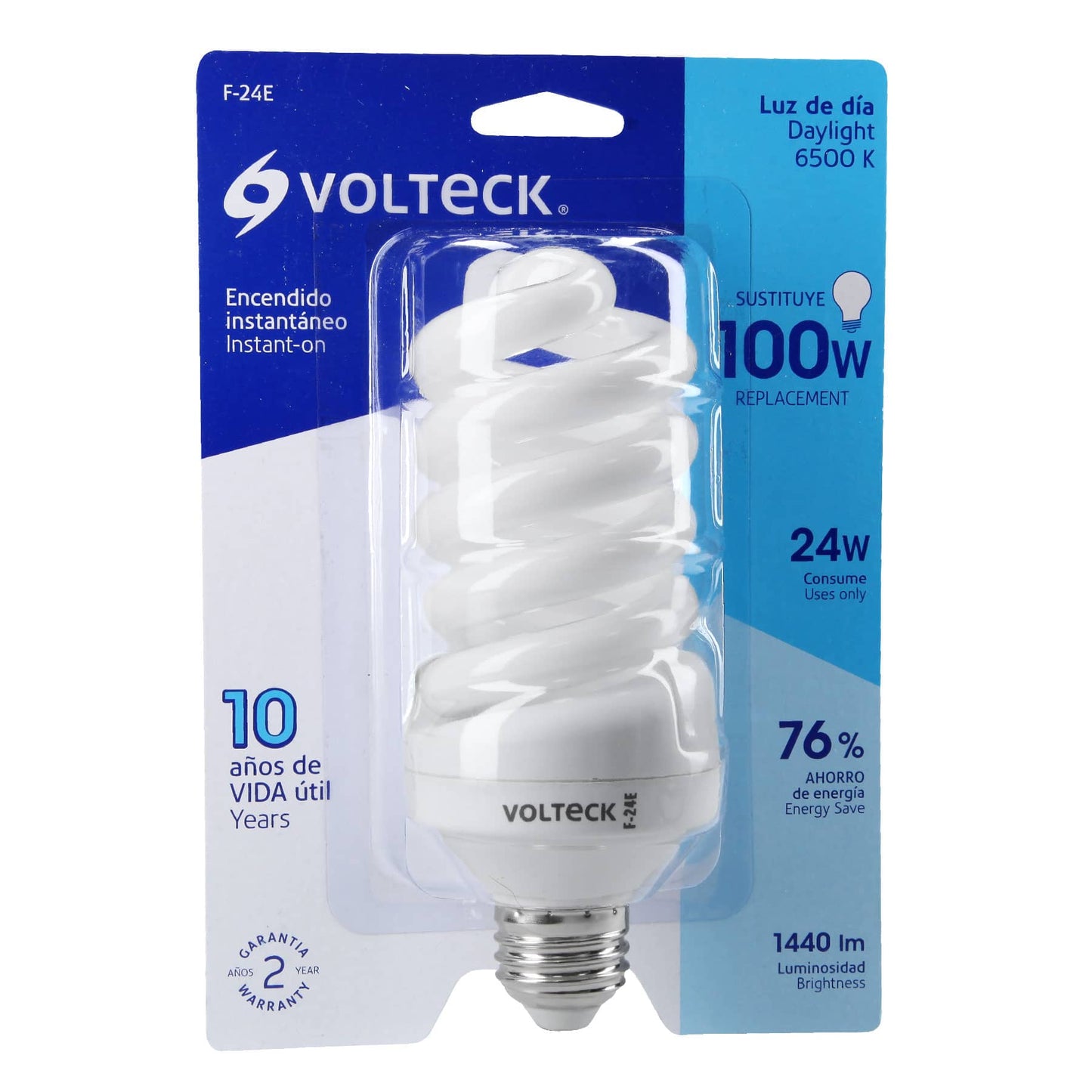 Lámpara espiral T4 24 W luz de día en blíster, Volteck F-24E 48215 MM0