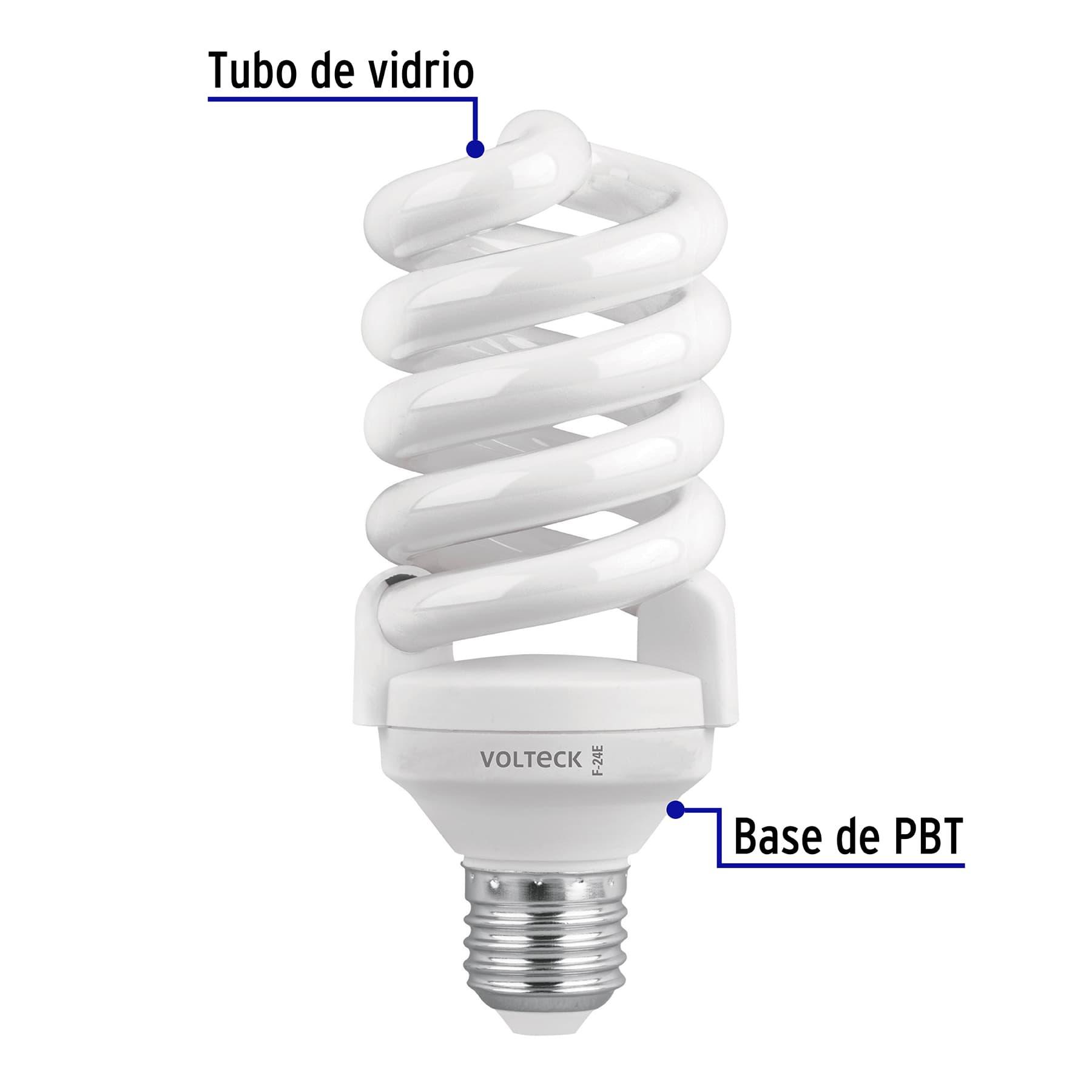 Lámpara espiral T4 24 W luz de día en blíster, Volteck F-24E 48215 MM0