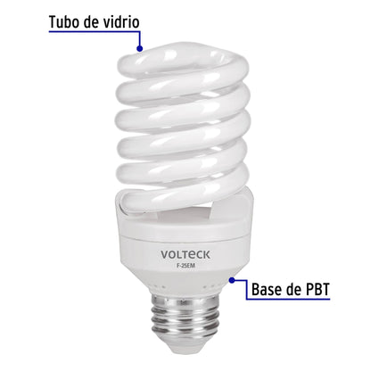 Lámpara espiral mini T2 25 W luz de día en blíster, Volteck F-25EM 48506 MM0