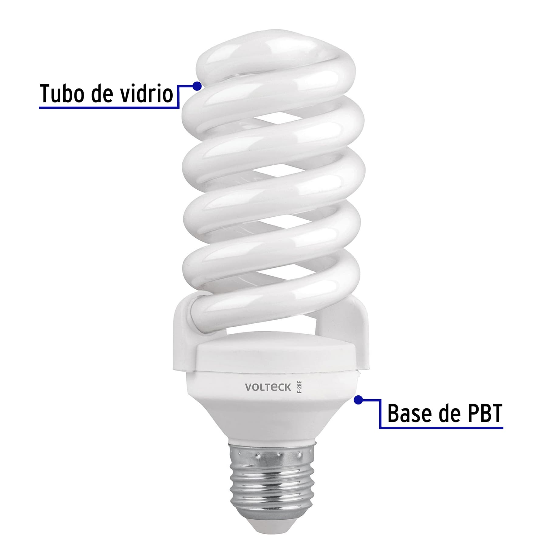 Pack 2 lámparas espiral T4 28 W luz de día, blíster, Volteck F-28EX2 48004 MM0