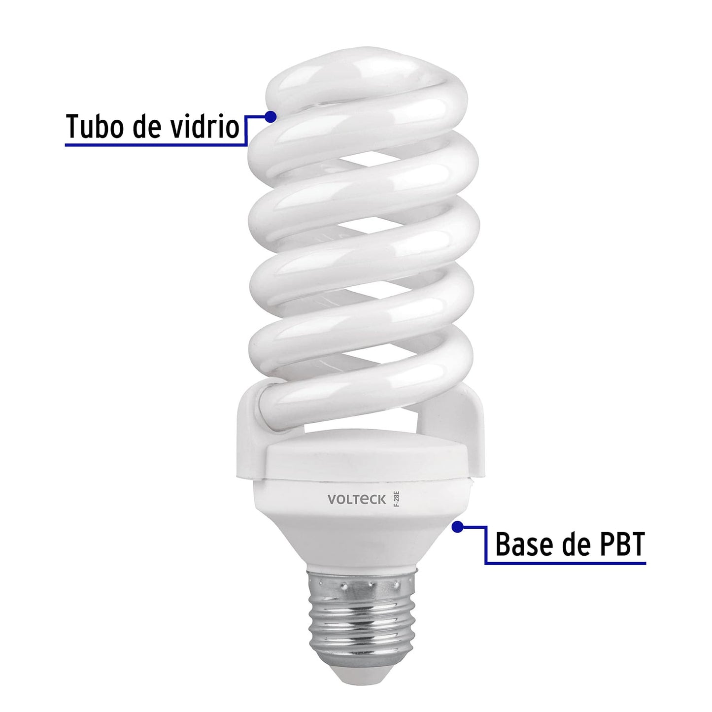 Pack 4 lámparas espiral T4 28 W luz de día, caja, Volteck F-28EX4 46851 MM0