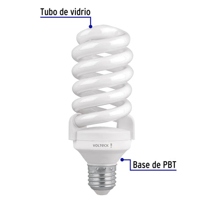 Lámpara espiral T4 28 W luz de día en blíster, Volteck F-28E 46827 MM0