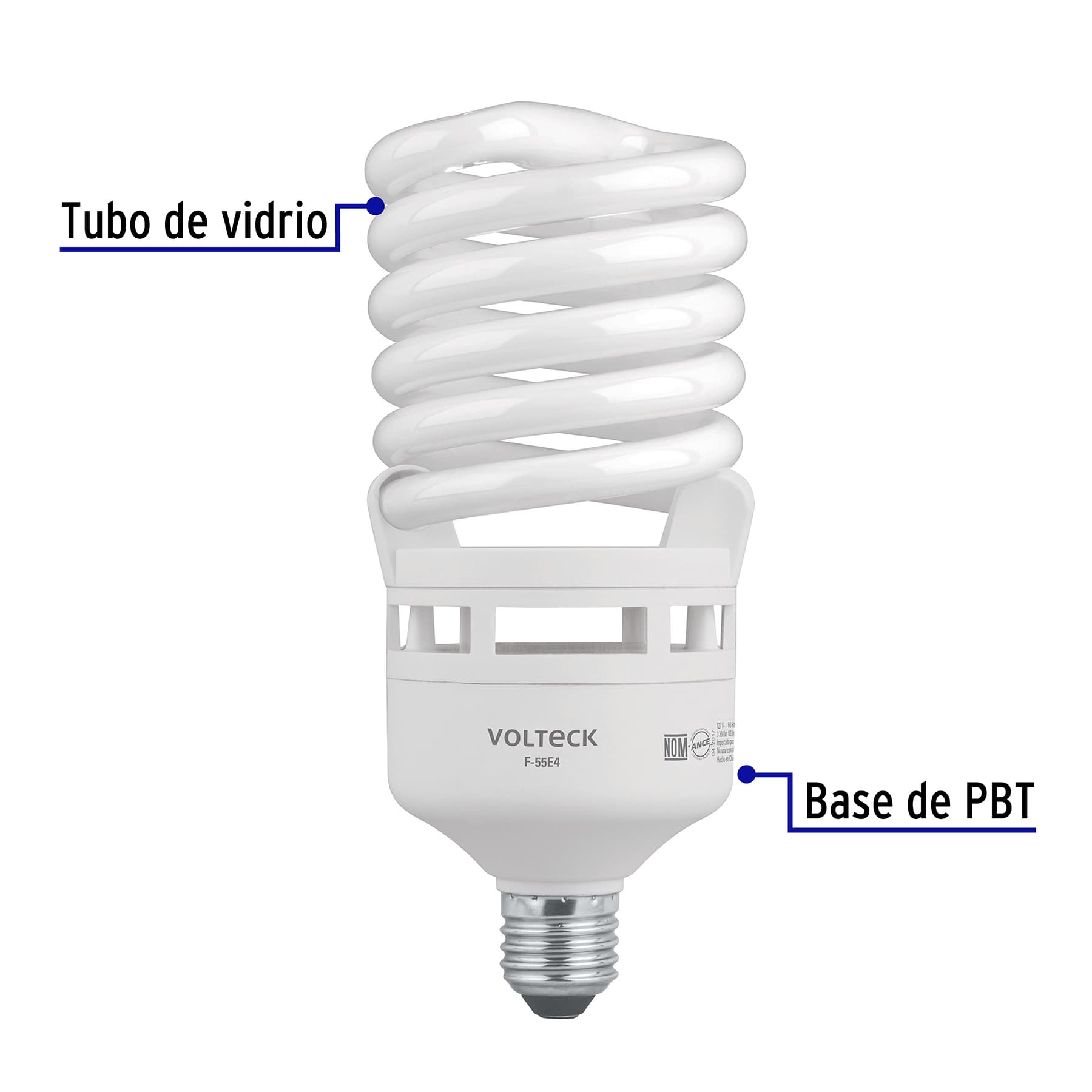 Lámpara espiral T4 55 W alta potencia luz de día, caja F-55E4 46829 MM0