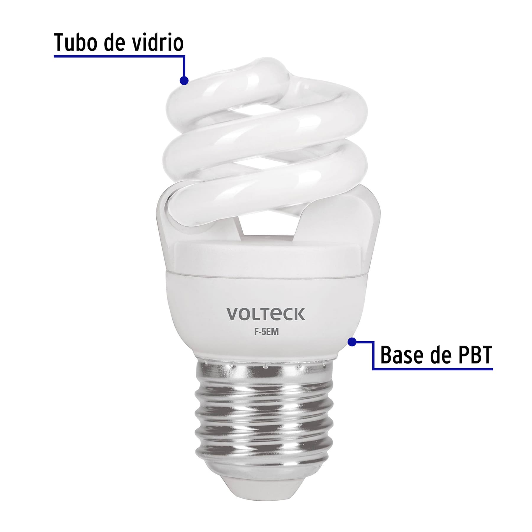 Lámpara espiral mini T2 5 W luz de día en blíster, Volteck F-5EM 48200 MM0