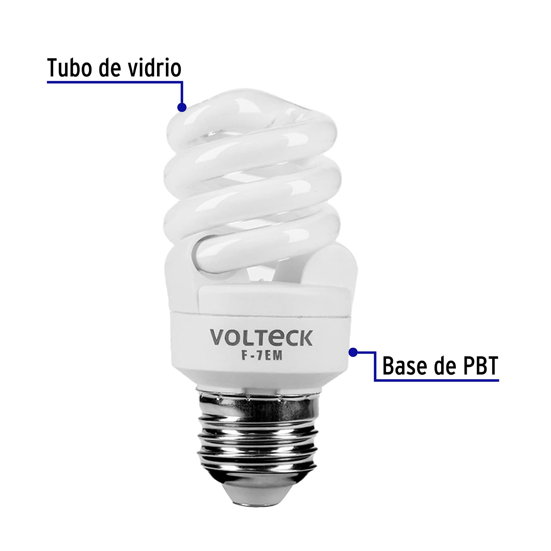 Lámpara espiral mini T2 7 W luz de día en blíster, Volteck F-7EM 48202 MM0