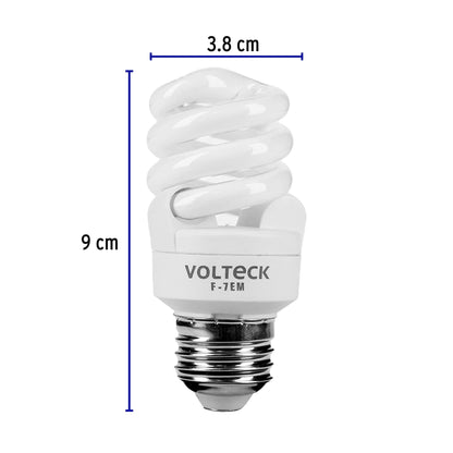 Lámpara espiral mini T2 7 W luz de día en blíster, Volteck F-7EM 48202 MM0