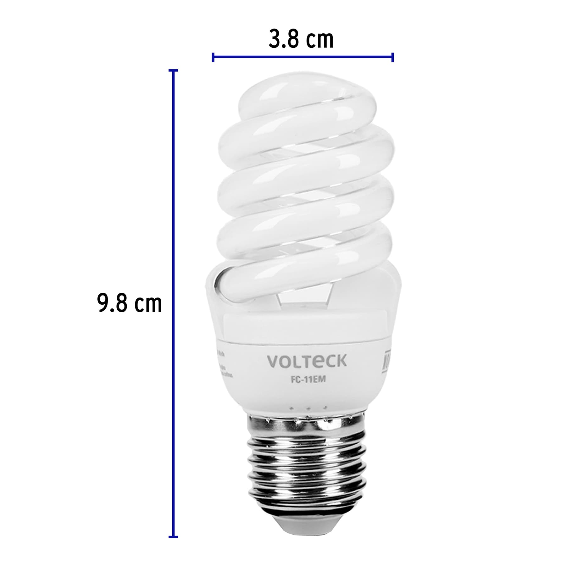 Lámpara espiral mini T2 11 W luz cálida en blíster, Volteck FC-11EM 48503 MM0