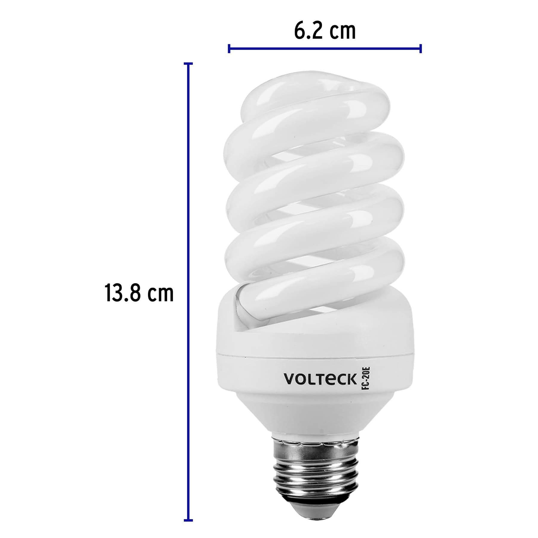 Lámpara espiral T4 20 W luz cálida en blíster, Volteck FC-20E 48214 MM0