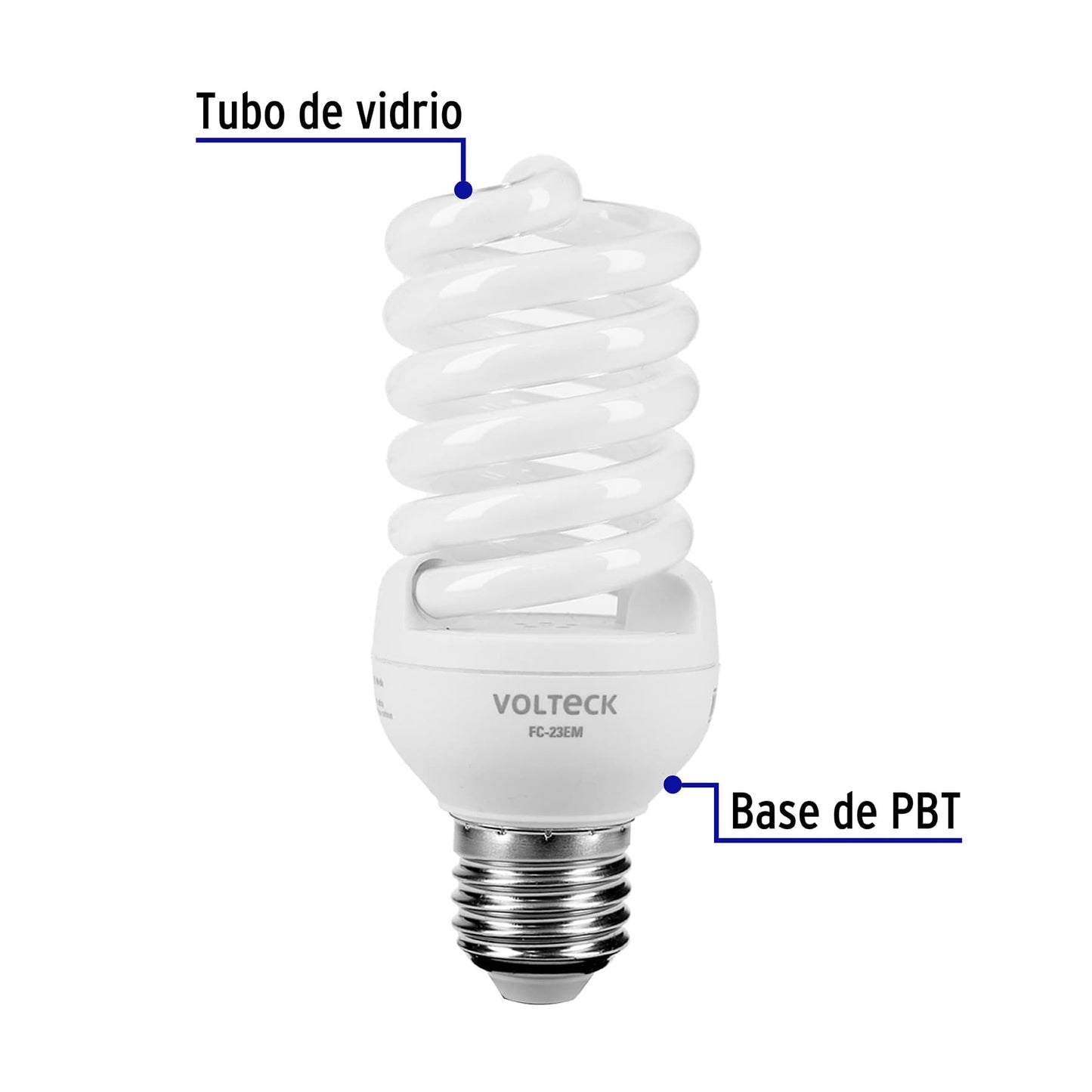 Lámpara espiral mini T2 23 W luz cálida en blíster, Volteck FC-23EM 46839 MM0