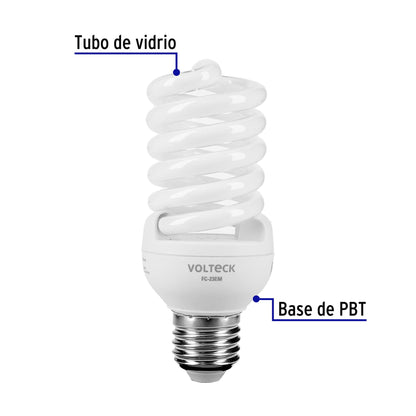 Lámpara espiral mini T2 23 W luz cálida en blíster, Volteck FC-23EM 46839 MM0