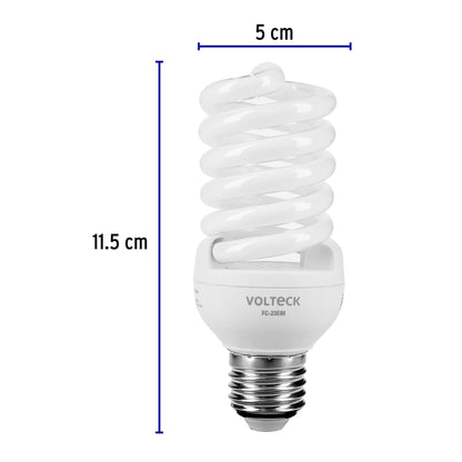 Lámpara espiral mini T2 23 W luz cálida en blíster, Volteck FC-23EM 46839 MM0